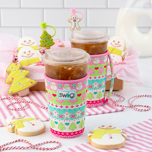 Swig Life Cookie Jar Insulated Neoprene Iced Cup Coolies with cute holiday gingerbread cookies