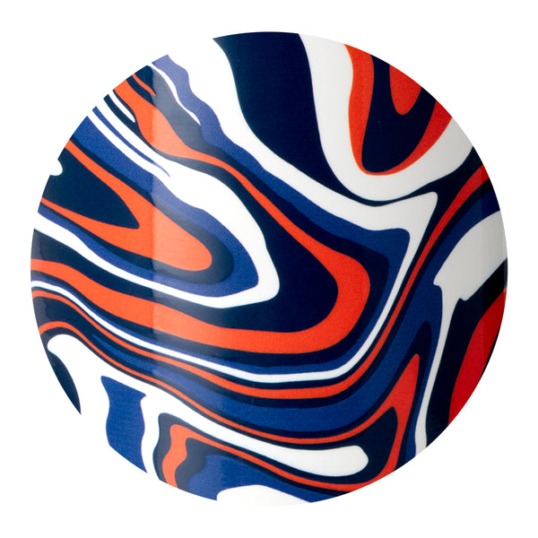 Swig Life Fanzone Navy + Orange print pattern close-up detail