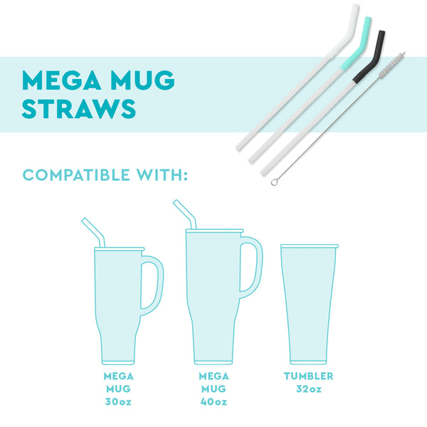 Swig Life Mega Mug Straws Fit Guide featuring compatible drinkware