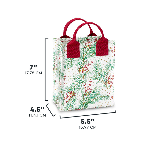 Swig Life Winterberry Mini Reusable Bag size scale graphic showing 