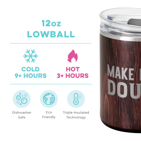 Swig Life 12oz Bourbon Barrel Lowball Tumbler temperature infographic - cold 9+ hours and hot 3+ hours