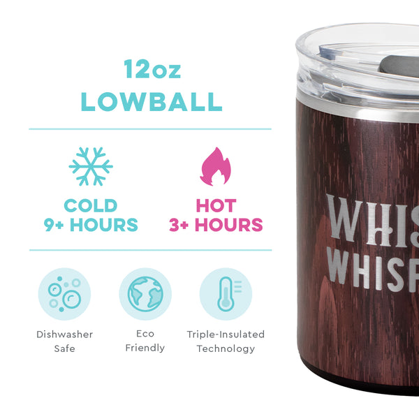 Swig Life 12oz Bourbon Barrel Lowball Tumbler temperature infographic - cold 9+ hours and hot 3+ hours