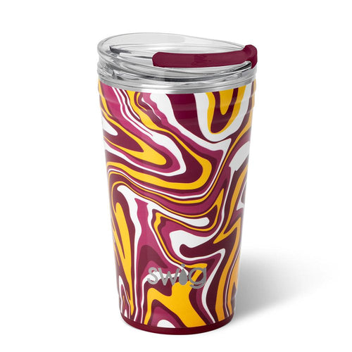 Swig Life 24oz Fanzone Maroon + Yellow Insulated Party Cup