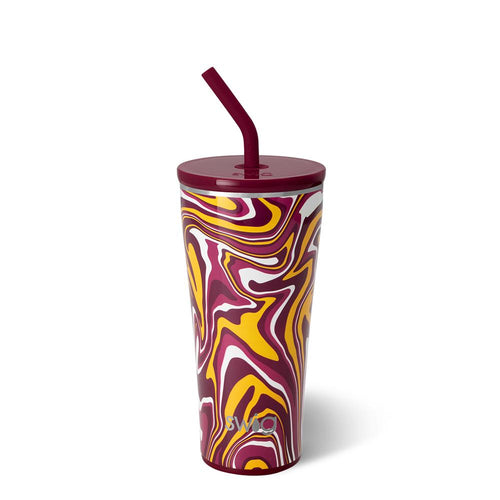 Swig Life 32oz Fanzone Maroon + Yellow Insulated Straw Tumbler