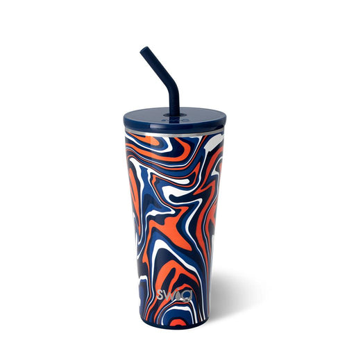 Swig Life 32oz Fanzone Navy + Orange Insulated Straw Tumbler