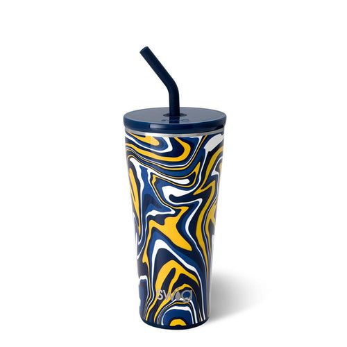 Swig Life 32oz Fanzone Navy + Yellow Insulated Straw Tumbler