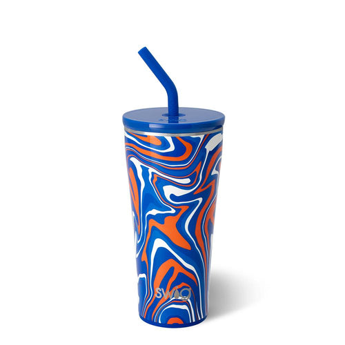 Swig Life 32oz Fanzone Royal + Orange Insulated Straw Tumbler