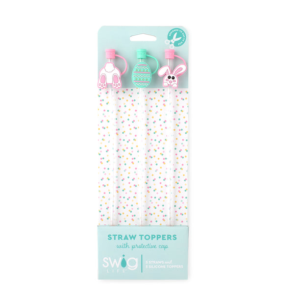 Swig Life Bunny Trail Straw Topper Set including three straws and three silicone topper protective caps