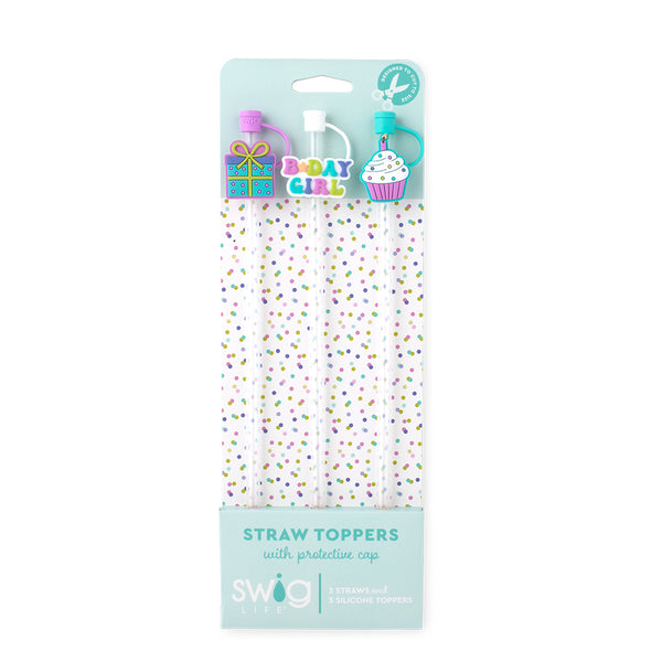 Swig Life Make a Wish Straw Topper Set including three straws and three silicone topper protective caps