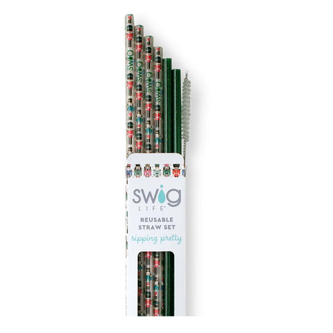 Howdy Holidays + Red Glitter Reusable Straw Set