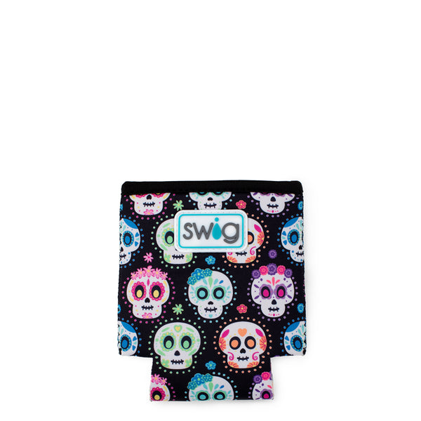 Swig Life Sugar Skulls Insulated Neoprene Can Coolie Flat Lay