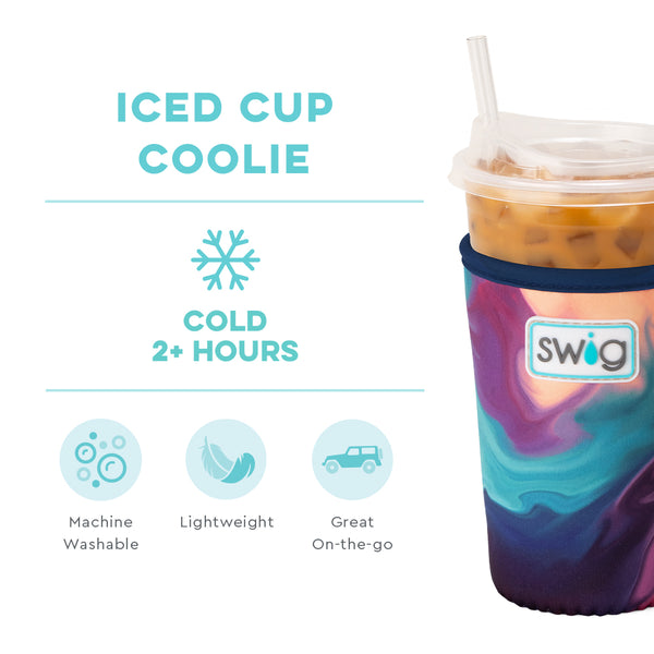 Swig Life Aura Insulated Neoprene Iced Cup Coolie temperature infographic - cold 2+ hours