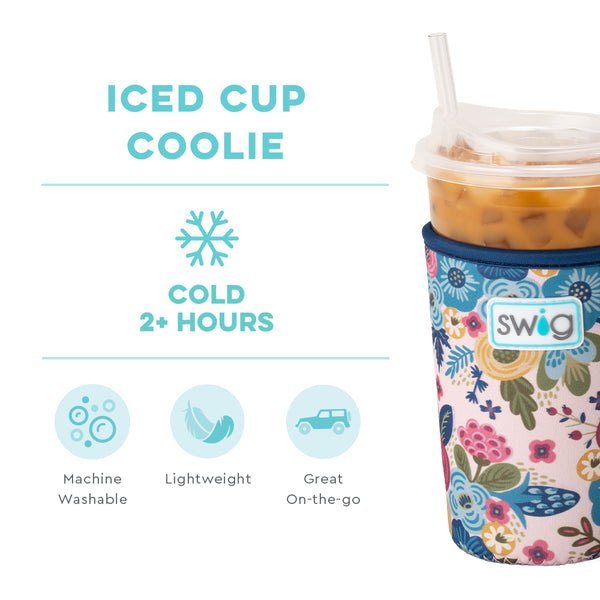 Swig Life Bella Rosa Insulated Neoprene Iced Cup Coolie temperature infographic - cold 2+ hours