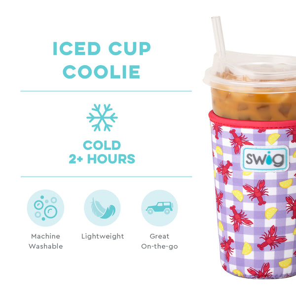 Swig Life Let the Good Times Boil Insulated Neoprene Iced Cup Coolie temperature infographic - cold 2+ hours