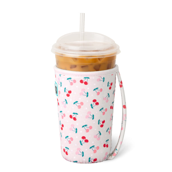 Swig Life Cherry Pie Insulated Neoprene Iced Cup Coolie with hand strap