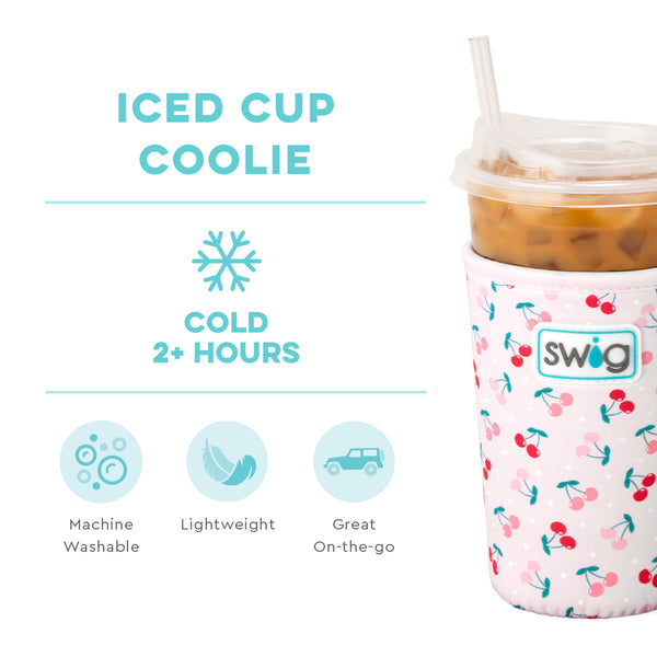 Swig Life Cherry Pie Insulated Neoprene Iced Cup Coolie temperature infographic - cold 2+ hours