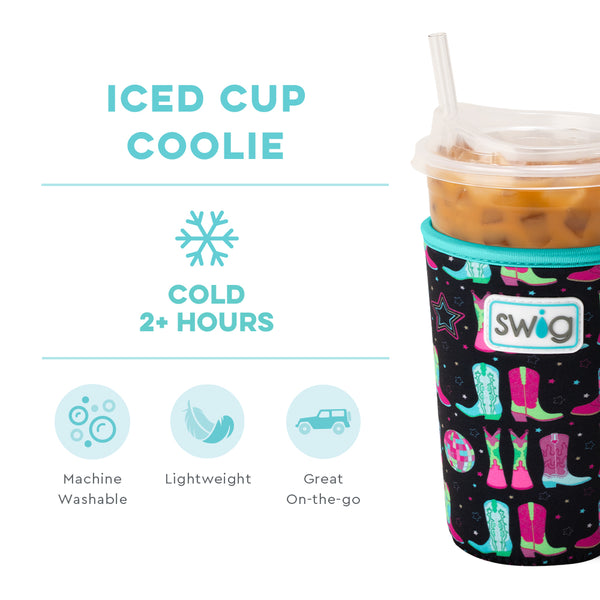 Swig Life Disco Cowgirl Insulated Neoprene Iced Cup Coolie temperature infographic - cold 2+ hours