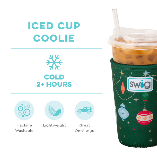 Swig Life Deck the Halls Insulated Neoprene Iced Cup Coolie temperature infographic - cold 2+ hours