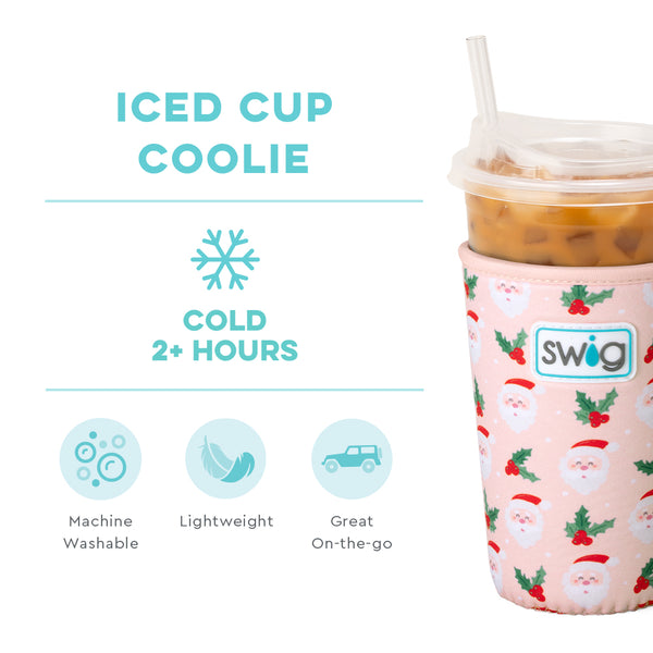 Swig Life Holly Jolly Insulated Neoprene Iced Cup Coolie temperature infographic - cold 2+ hours