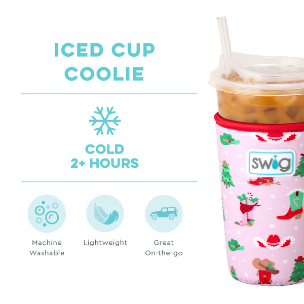 Swig Life Howdy Holidays Insulated Neoprene Iced Cup Coolie temperature infographic - cold 2+ hours