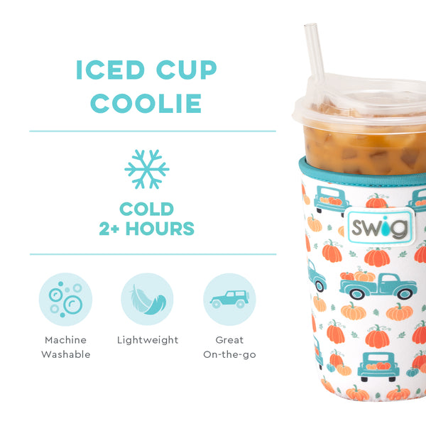 Swig Life Pumpkin Patch Insulated Neoprene Iced Cup Coolie temperature infographic - cold 2+ hours