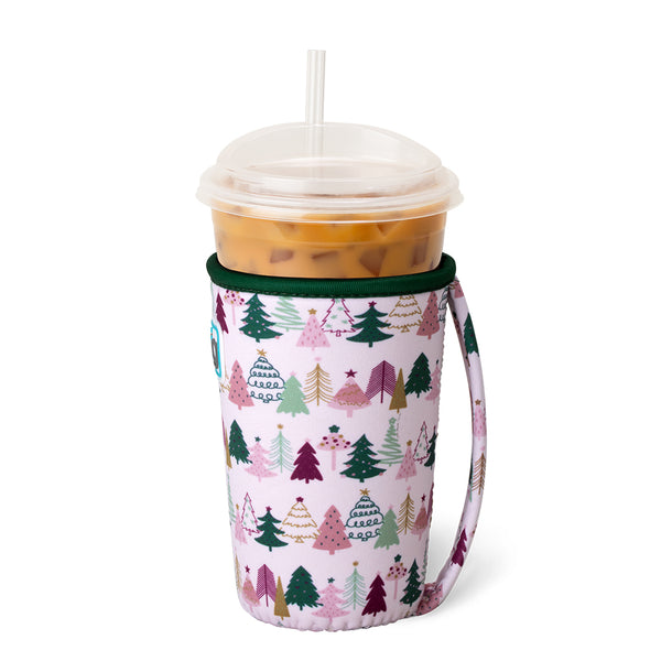 Swig Life Tinseled Trees Insulated Neoprene Iced Cup Coolie with hand strap