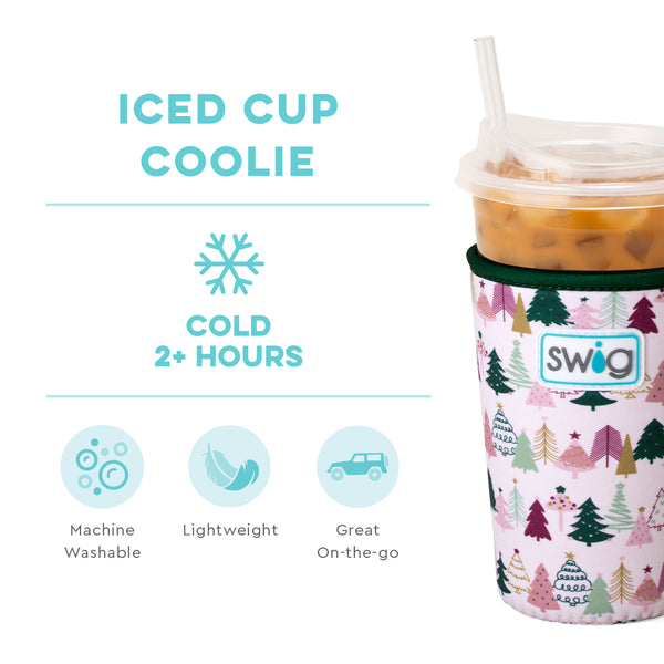 Swig Life Tinseled Trees Insulated Neoprene Iced Cup Coolie temperature infographic - cold 2+ hours