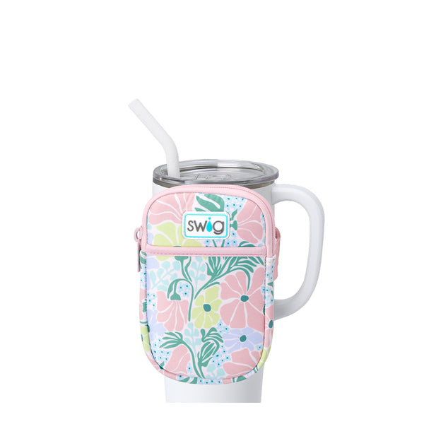 Swig Life Garden Party Neoprene Mega Mug Pouch with Zipper on a White 40oz Mega Mug