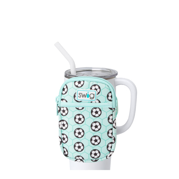 Swig Life Side Kick Neoprene Mega Mug Pouch with Zipper on a White 40oz Mega Mug