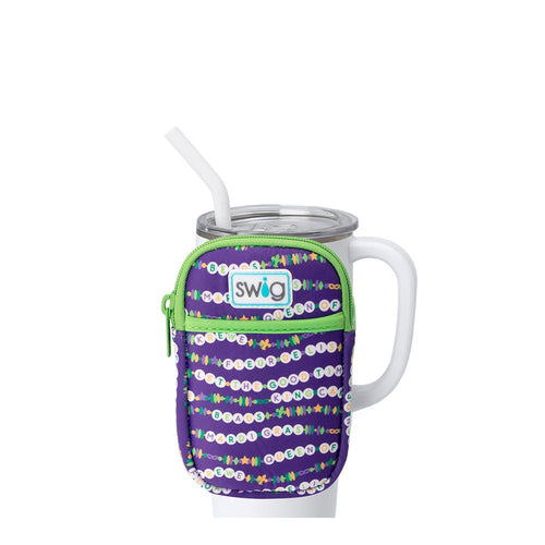 Swig Life My Mardi Era Neoprene Mega Mug Pouch with Zipper on a White 40oz Mega Mug