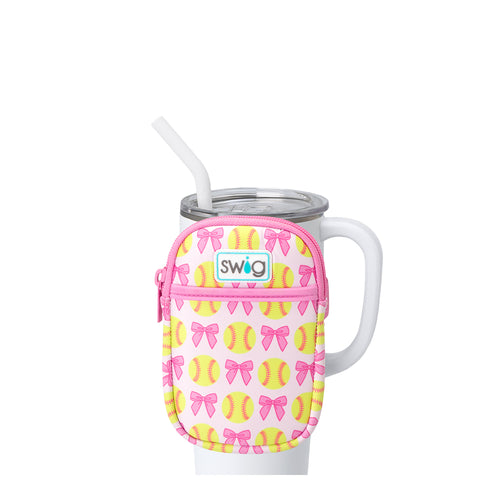 Swig Life Pitch Hit Run Neoprene Mega Mug Pouch with Zipper on a White 40oz Mega Mug