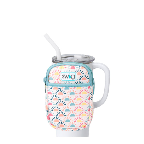 Swig Life Sun Chaser Neoprene Mega Mug Pouch with Zipper on a White 40oz Mega Mug