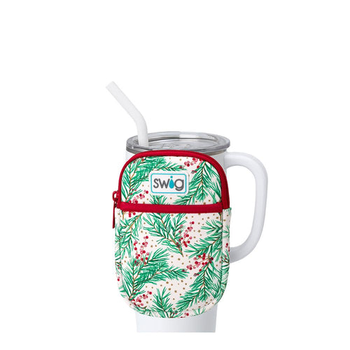 Swig Life Winterberry Neoprene Mega Mug Pouch with Zipper on a White 40oz Mega Mug