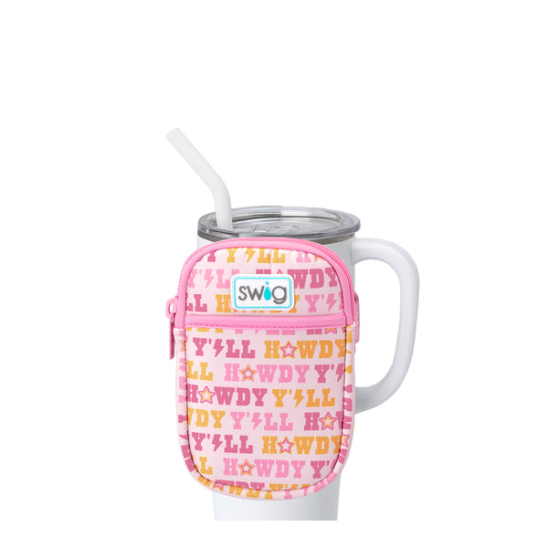 Swig Life Howdy Y'all Neoprene Mega Mug Pouch with Zipper on a White 40oz Mega Mug