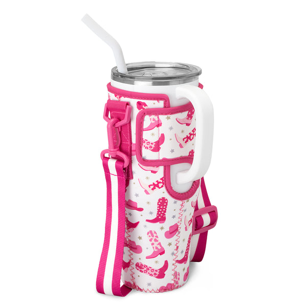 Swig Life Let's Go Girls 40oz Mega Mug Sling side view with velcro enclosure