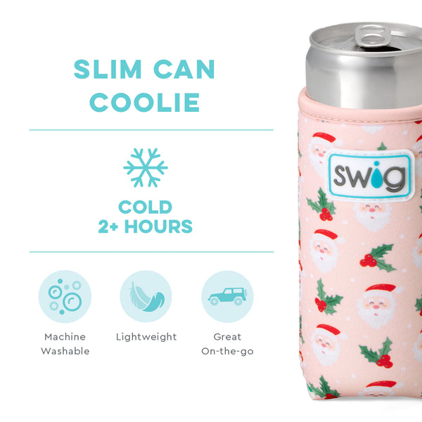 Swig Life Holly Jolly Insulated Neoprene Slim Can Coolie temperature infographic - cold 2+ hours