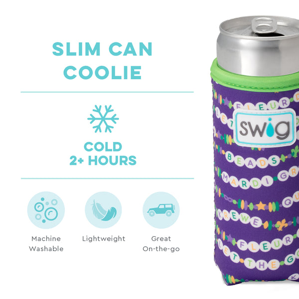 Swig Life My Mardi Era Insulated Neoprene Slim Can Coolie temperature infographic - cold 2+ hours