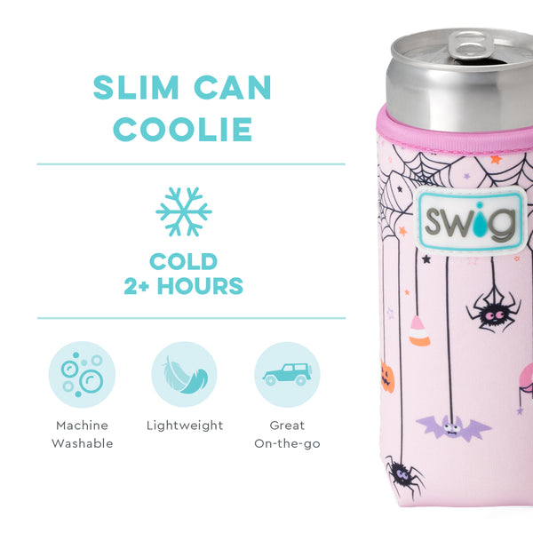 Swig Life Sweet and Spooky Insulated Neoprene Slim Can Coolie temperature infographic - cold 2+ hours