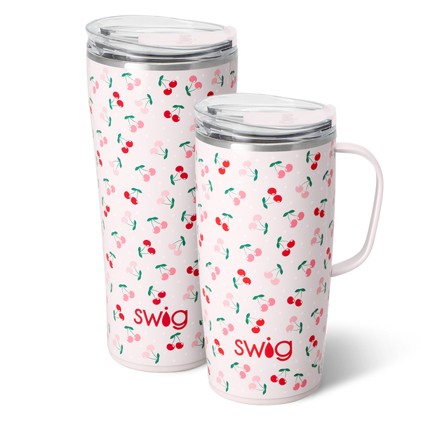 Swig Life Cherry Pie XL Set including a 22oz Travel Mug and a 32oz Tumbler