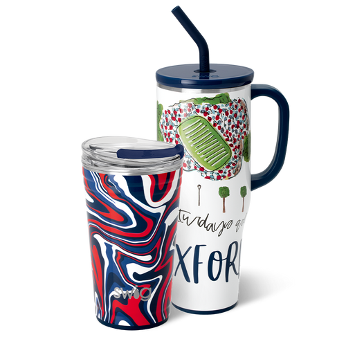 Swig Life Oxford Gameday Set including a 40oz Saturdays Oxford Mega Mug and 24oz Fanzone Party Cup