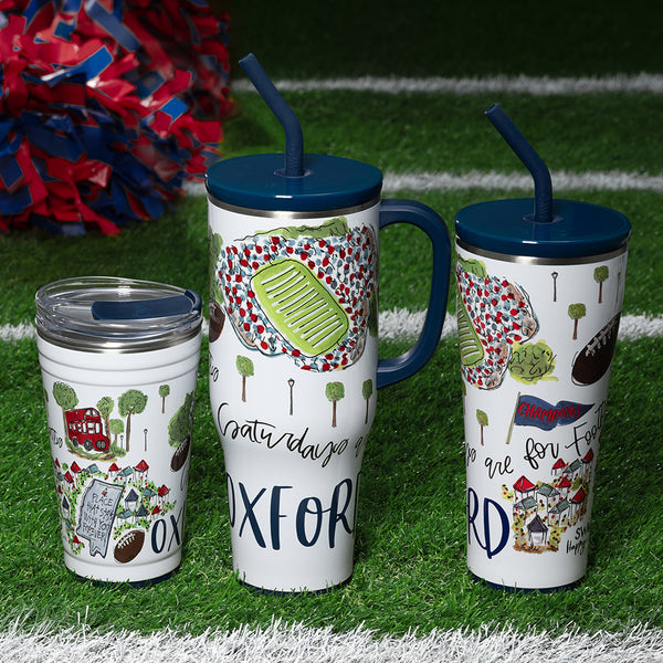 Swig Life Saturdays in Oxford Drinkware collection on sports field background