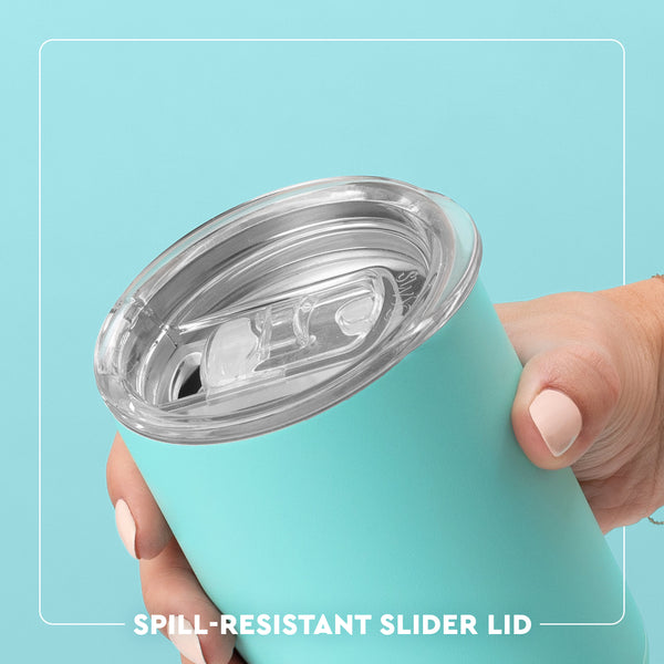 Swig Life 12oz Short Tumbler Clear Slider Lid - spill resistant, removable slider lid