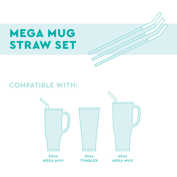 Swig Life Reusable Straws Mint + Green + Red Tall Straw Set & Cleaning  Brush, Each Straw is 14 inches Long (Fits Swig Life 40oz Mega Mug Tumblers)