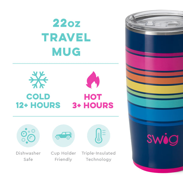 Swig Life Tumbler - Electric Slide Insulated Stainless Steel - 22oz - Dishwasher Safe with A Non-Slip Base