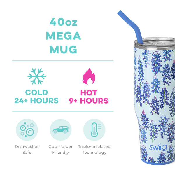 Mega Mug  40 oz Tumbler with Handle and Straw, Cup Friendly