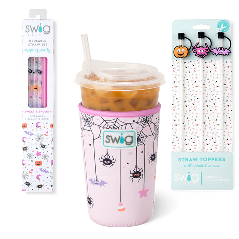 Halloween Glitter Reusable Straw Set