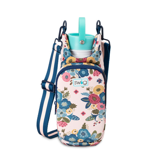 Swig Life Bella Rosa Insulated Neoprene Water Bottle Sling with over the shoulder strap