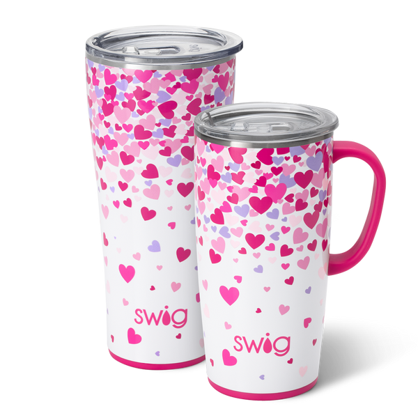 Swig Life Falling in Love XL Set including a 22oz Falling in Love Travel Mug and a 32oz Falling in Love Tumbler