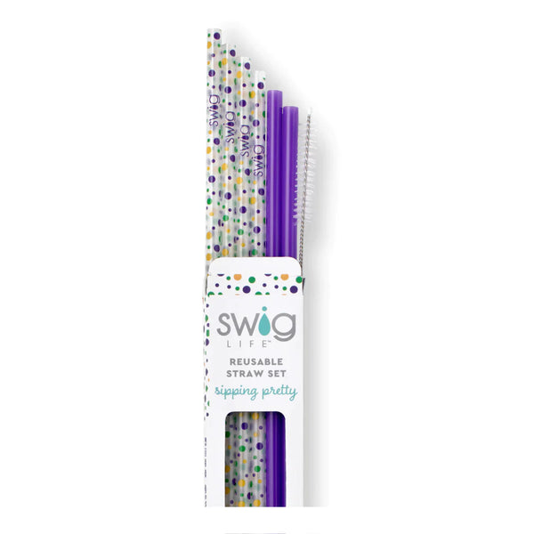 Swig Life Hey Mister Reusable Straw Set with six straws and cleaning brush