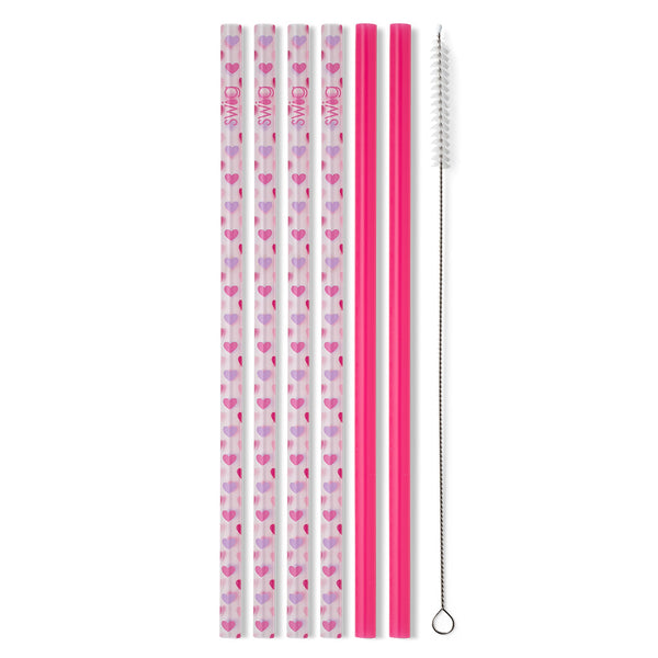 Swig Life Falling in Love + Pink Reusable Straw Set without packaging